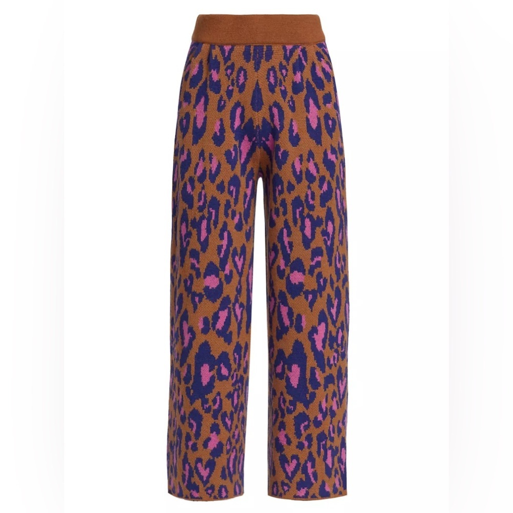Farm Rio Sweater Pants Leopard Pop Caramel Animal Print